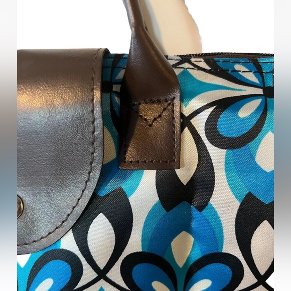 Fold-Up Pliage Large Tote Nylon Bag Geometric Pattern Vibrant Blue - Picture 2 of 8